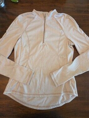Avalanche Outdoor Supply Cream Women’s Striped Quarter-Zip Pullover - Size Mediu